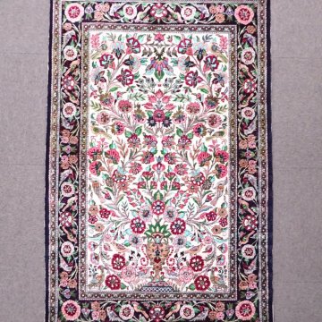 慶應◆世界最高峰！至高のペルシャ絨毯 シルク100%総手織 ゴルダニ 花瓶・総花文様 153&times;105㎝ 販売店タグあり③