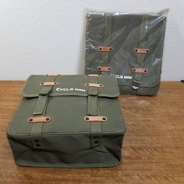 CYCLE MAN サイドバック(2個セット) (帆布/縦32㎝&times;横幅30㎝&times;奥行11㎝)　未使用品 キャンピング　 made in Japan New Old Stock (NOS)