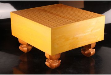 [URA]本榧製足付19路碁盤/厚み16.4cm/約14.5kg/4-3-25　(検索)骨董/囲碁/将棋/碁笥/碁石/カヤ/榧
