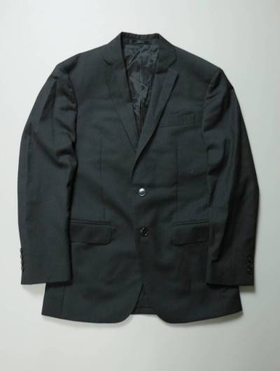 E241/VERSACE/ヴェルサーチ/総柄/二つボタンウールジャケット/ブレザー/テーラード/44サイズ/サイドベント/ブラック/美品/