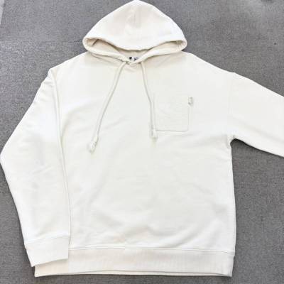 31『極美品・現行タグ』 LOEWE ロエベ メンズ アナグラム レザー ポケット パーカー スウェット フーディ ホワイト 白 M