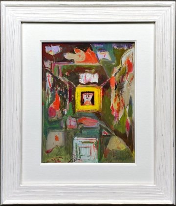 （真作保証）激レア★脇田和★小さな窓★油彩★ガラス絵★約2号★人気作品★鳥★抽象★人物★希少★