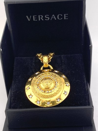 ★ BP ★ 1円 Versace ヴェルサーチ ラインストーン メデューサ ネックレス ゴールド GP 【アクセサリー】【中古】