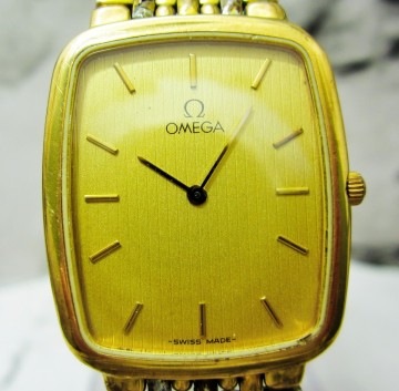 ガラス無傷　オメガ OMEGA デビル 腕時計 ゴールド スクエア　メンズ　オメガ純正ブレス