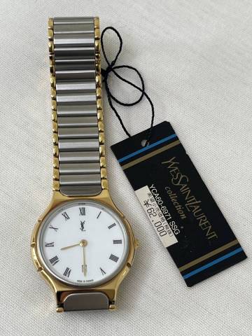 【M110】未使用品 YVESSAINTLAURENT YCA60-6971 SSG　コンビ イヴサンローラン クォーツ メンズ時計 稼働品 タグ付き 保管品
