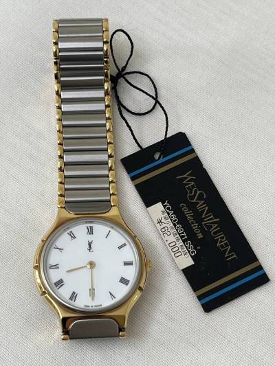 【M110】未使用品 YVESSAINTLAURENT YCA60-6971 SSG　コンビ イヴサンローラン クォーツ メンズ時計 稼働品 タグ付き 保管品