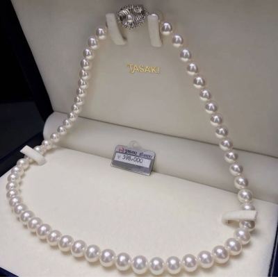 【 極美品 】 TASAKI 7.5〜8.0mm テリ強 あこや真珠 パール ネックレス 大珠 SILVER刻印 本真珠 タサキ 田崎 アコヤ 定価40万 necklace