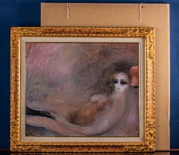 【うつわ】 織田廣喜 『森の少女』 油彩 15号 額装 F443 西洋美術 古美術 骨董 古玩 絵画 アート インテリア