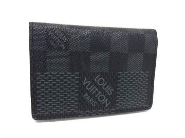 1円 ■極美品■ LOUIS VUITTON ルイヴィトン N60431 ダミエグラフィット 3D オーガナイザードゥポッシュ カードケース ブラック系 FY0956