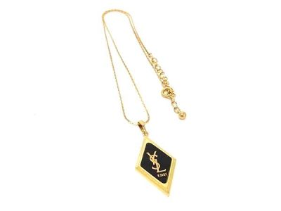 1円 ■極美品■ YVESSAINTLAURENT イヴサンローラン ヴィンテージ ネックレス ペンダント アクセサリー ゴールド系&times;ブラック系 BS3075