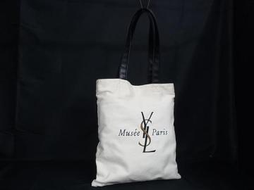 1円 YVESSAINTLAURENT イヴサンローラン パリ サンローラン美術館限定 キャンバス&times;レザー トートバッグ ハンドバッグ ホワイト系 FT7832
