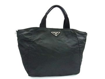 1円 PRADA プラダ テスートナイロン 2WAY クロスボディ ハンドバッグ トートバッグ ショルダー 斜め掛け メンズ ブラック系 FT7527