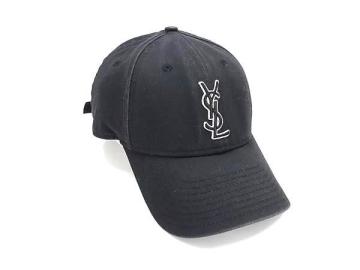 1円 SAINT LAURENT サンローラン ニューエラコラボ コットン100% ベースボールキャップ 帽子 表記サイズ56cm〜62cm ブラック系 FT7190
