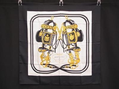 1円 ■美品■ HERMES エルメス BRIDES de GALA【式典用馬勒】シルク カレ90 スカーフ ストール ショール ネイビー系&times;マルチカラー FX3151