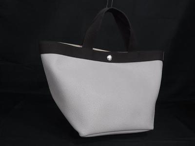 1円 ■美品■ Herve Chapelier エルベシャプリエ GPライン 舟形トート レザー ハンドバッグ レディース グレージュ系&times;ブラウン系 FT8720