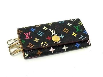 1円 LOUIS VUITTON ルイヴィトン M60044 モノグラムマルチカラー ミュルティクレ4 4連 キーケース 鍵入れ レディース ブラック系 FR9379