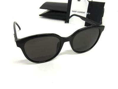 1円 ■美品■ SAINT LAURENT サンローラン SL317/F 55□20 145 サングラス メガネ 眼鏡 メンズ ブラック系 FT9288