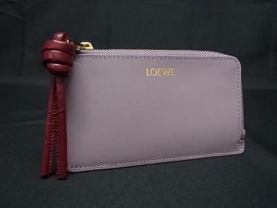 1円 ■新品同様■ LOEWE ロエベ ノット レザー フラグメントケース コインケース コインパース 小銭入れ パープル系&times;レッド系 HA0010