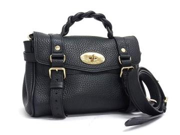 1円 ■美品■ MULBERRY マルベリー ミニ アレクサ レザー 2WAY クロスボディ ハンドバッグ ショルダーバッグ 斜め掛け ブラック系 FU8959