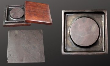 唐物　端渓硯 老坑　四方型　箱付　古硯書道具　書道家蔵出