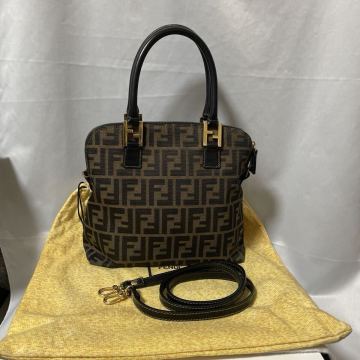FENDI フェンディ ズッカ柄 ハンドバッグ キャンバス レザー ベルト袋付 ヴィンテージ