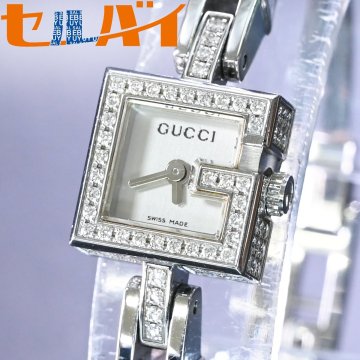 本物 超美品 グッチ 極希少 ケース全方位 純正フルダイヤモンド ハイジュエリーウォッチ 宝飾腕時計 タイムピース GUCCI