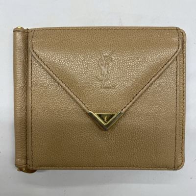 1ys Yves Saint Laurent イヴサンローラン 牛革製 レザー ミニ財布 二つ折り財布 YSL カードケース サンローラン