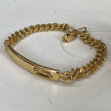 1fy 美品 LONGCHAMP ロンシャン 海外製 ブランド ゴールドカラー ブレスレット ヴィンテージ アクセサリー 喜平 バングル ゴールド