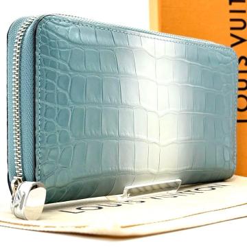 定価180万円◆未使用◆LOUIS VUITTON ルイヴィトン ジッピーウォレット アリゲーター 長財布 クロコダイル ホワイト ブルー