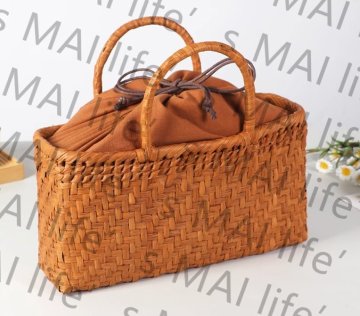 野生山ブドウ藤純手編みバッグ網袋編みハンドバッグ