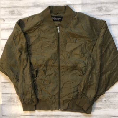 イヴ・サンローラン　M シルク混　ラグジュアリーブルゾン　カーキ