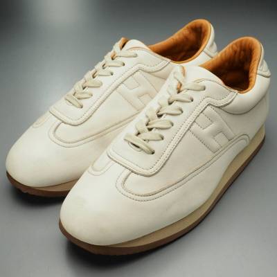GT0297//イタリア製*エルメス/HERMES*メンズ39/クイック/Hロゴ/レザースニーカー/ローカット/靴