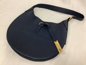【187-12.NT】送料無料 1円〜 POLO RalphLauren ポロ ラルフローレン レザーショルダーバッグ ネイビー 保存袋付き 中古品