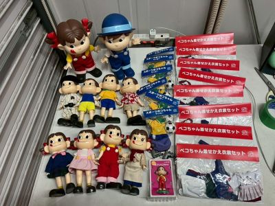 S2D62 不二家 ペコちゃん ポコちゃん ソフビ フィギュア ミニ 首ふり 着せかえ衣装セット まとめ