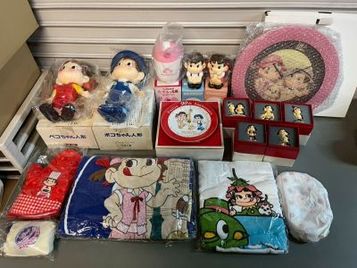 S2D59 不二家 ペコちゃん ポコちゃん ソフビ 人形 貯金箱 ファミリークラブ ミニフィギュア 陶器製 時計 他 まとめてセット