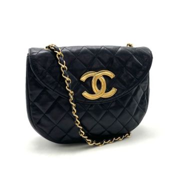 1円 良品 CHANEL シャネル マトラッセ デカ ココマーク ラムスキン チェーン ショルダー バッグ ｆY02119A
