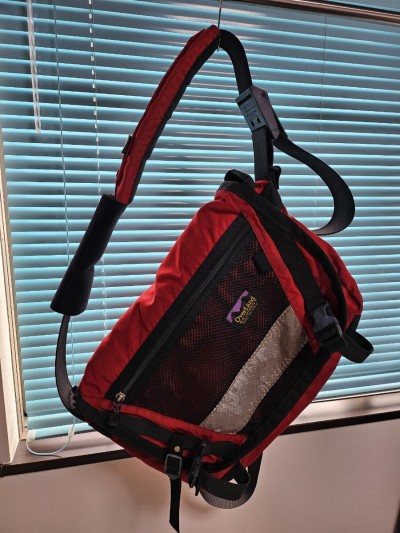 ☆旧タグ 90s Over Land USA製　オーバーランド old　メッセンジャーバッグ レッド　検　ビンテージバッグ　斜め掛けバッグ