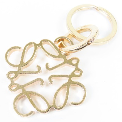 206279 ★1円スタート★LOEWE ロエベ 綺麗 アナグラム キーリング バッグチャーム キーホルダー GP ゴールド