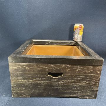 木製火鉢 置炉　正方置炉　銅落とし　古民具　古道具　茶道具　時代物 レトロ　