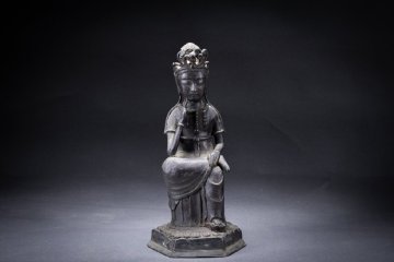 【華】某有名収集家買取品 朝鮮伝来 李朝 古銅 観音菩薩造像 時代物 古美術 骨董品A25090199-EV　