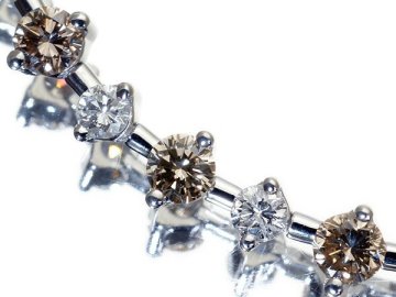 1円～【ジュエリー極】眩い輝き！極上天然ブラウン＆クリアダイヤモンド5.50ct 高級K18WGフルエタニティブレスレット k1458vkl【送料無料】