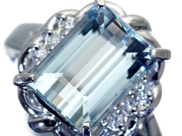 1円～【ジュエリー極】涼風な煌き！大粒良質天然アクアマリン3.40ct＆ダイヤモンド0.09ct 高級Pt900リング k1472ru【送料無料】