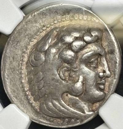 【古代マケドニア銀貨】(アレクサンダー三世 NGC-F 紀元前336-323年 17.16g)