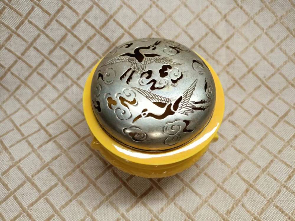 中国 唐?物 古瓷 時代?物 黄交趾 香爐 箱付