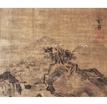 【真作】◆『雪舟等楊 山水図』掛軸 肉筆紙本◆検）周文 雪村 千利休 足利義政 雲谷等顔 狩野探幽 狩野永徳 長谷川等伯 足利尊氏 空海
