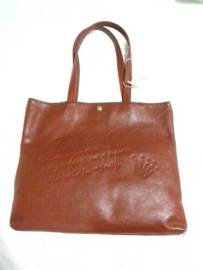 新品 即決 Dakota ダコタ ショルダー ハンド バッグ トート モバイル 牛革 皮 こげ茶 型押し加工 オールレザー タグ付 未使用 若干難