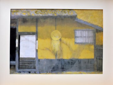 【真作】東山魁夷　複製画「京洛風趣　落柿舎」額付き 京都・落柿舎の草庵を描きました【実績と信頼の正光画廊】D