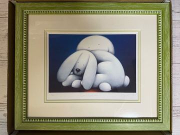 ダグハイド額入り絵画作家の展示会の時の購入品みたいです。作家のサインが裏に大きく書いてあります額を含めた大きさ約52&times;43 