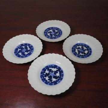 中皿 小皿 白磁 染付 美品 4枚 薄造り