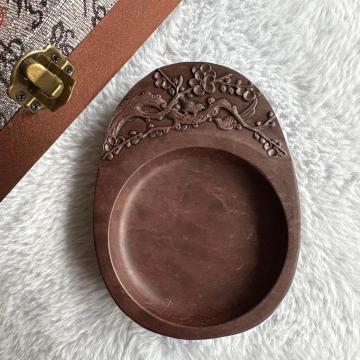 書道 硯 「端渓硯」 花鳥彫刻 硯シリーズ 収納ケース付き